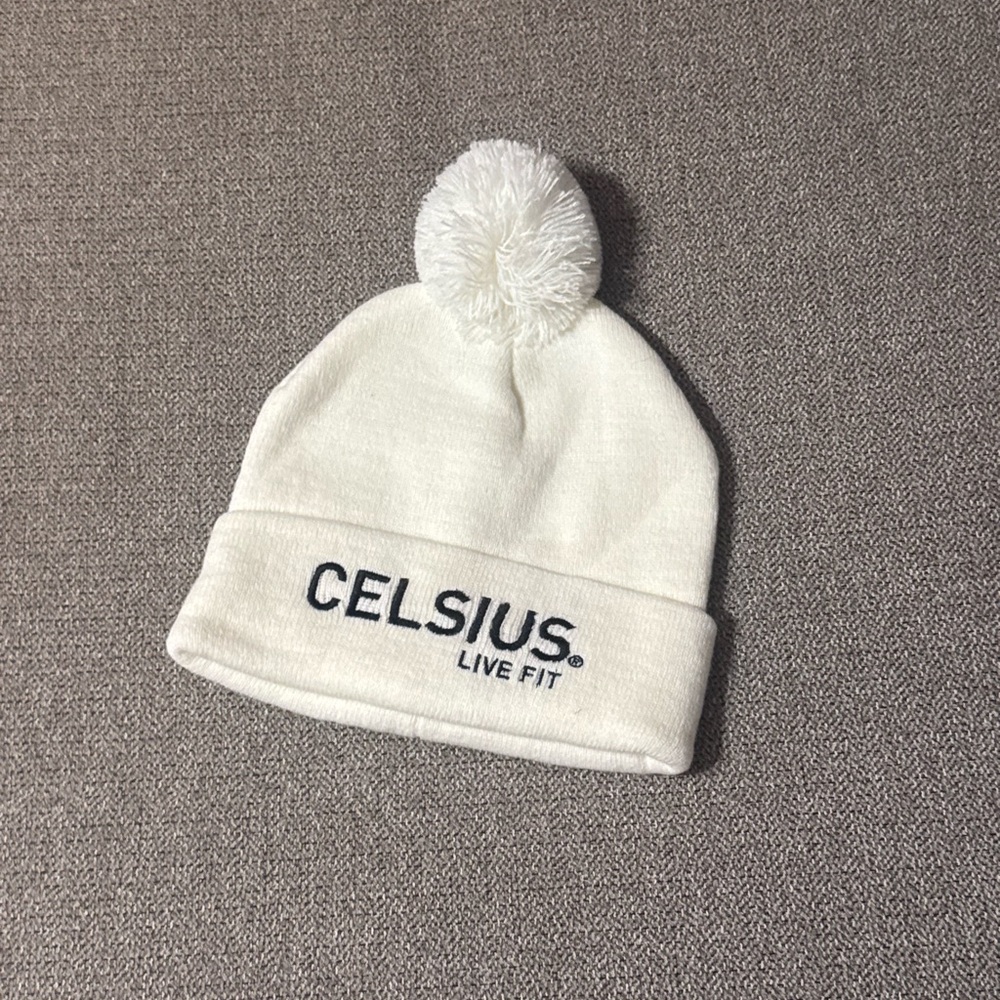 White Adult Pom-Pom Beanie